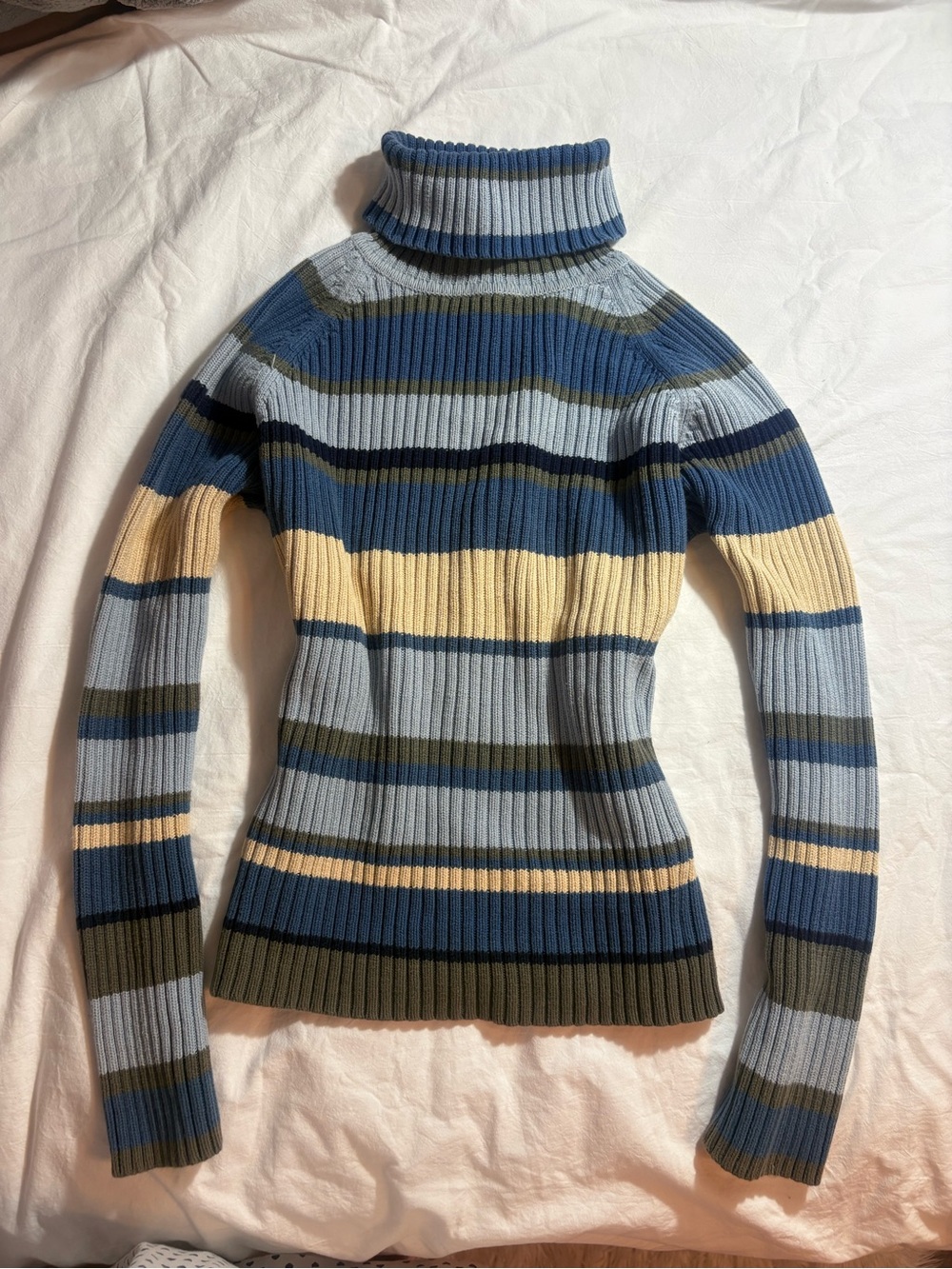 Y2K striped turtle neck ribbed sweater